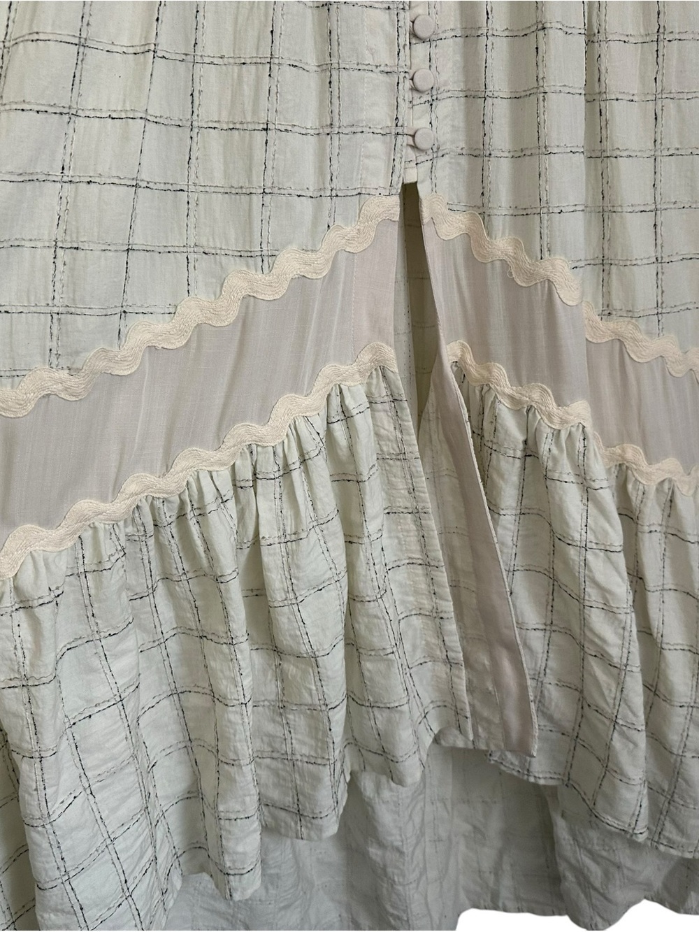 Anthropologie Womens Raissa A-Line Button Front Midi Skirt Sz Medium Beige Boho - Picture 7 of 13